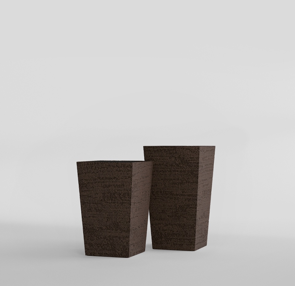 Кашпо CONCRETIKA CONIC EROSIA BROWN 30x30x50