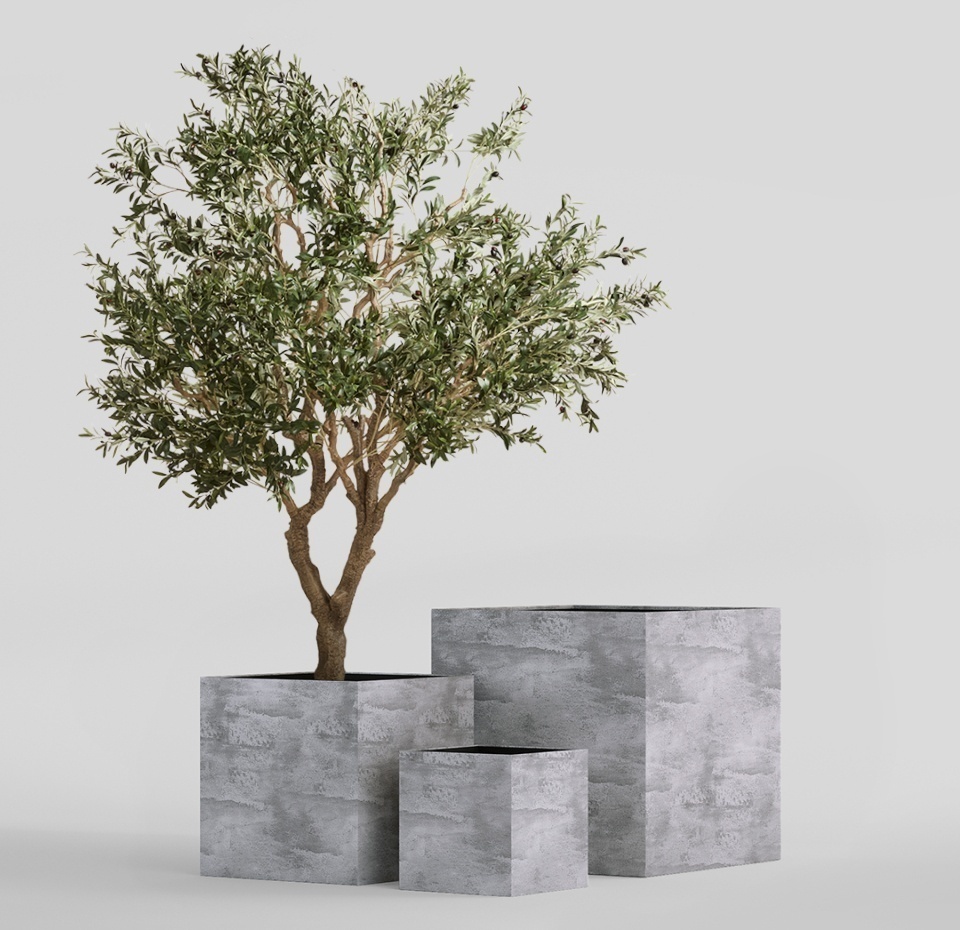 Кашпо CONCRETIKA CUBE CONCRETE GREY LIGHT 90x90x90