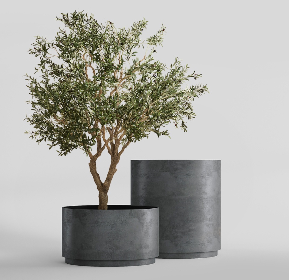 Кашпо CONCRETIKA CYLINDER XL SMOKEY BLUE D100H105