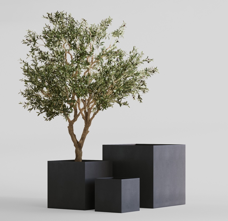 Кашпо CONCRETIKA CUBE NERO 40x40x40