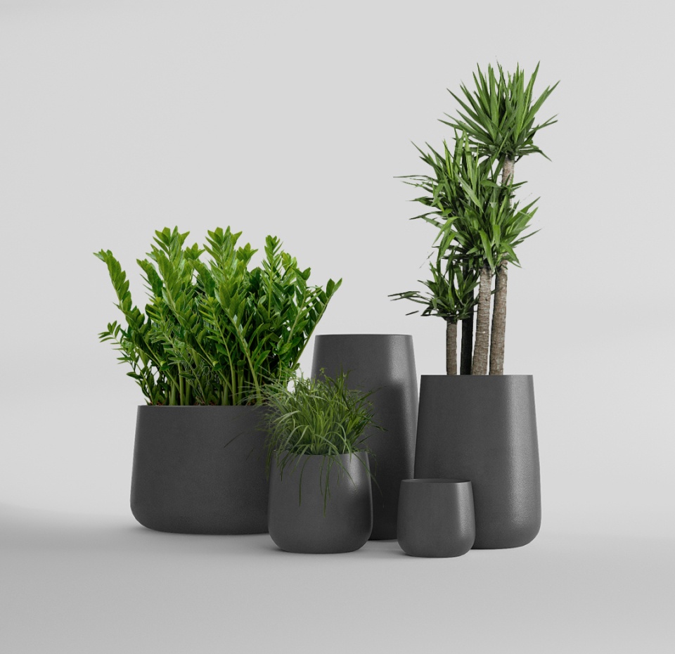 Кашпо CONCRETIKA CONE NERO D60H42