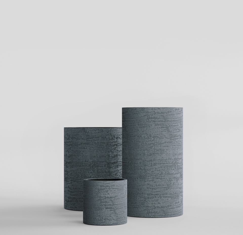 Кашпо CONCRETIKA CYLINDER EROSIA GREY D45H80