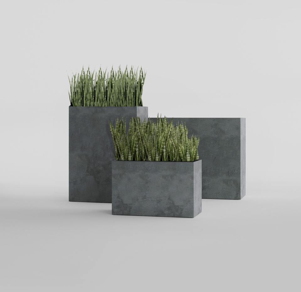 Кашпо CONCRETIKA DIVIDER SMOKEY BLUE 100x40x50