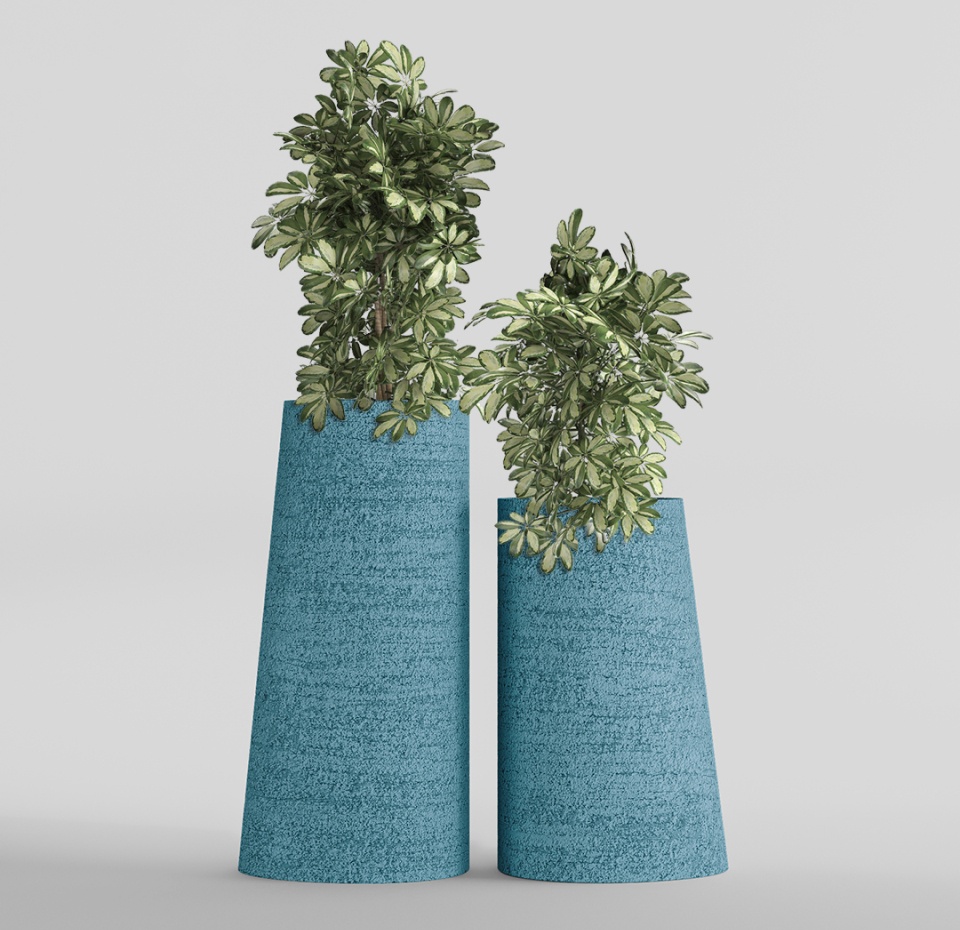 Кашпо CONCRETIKA DUET EROSIA BLUE D41H82