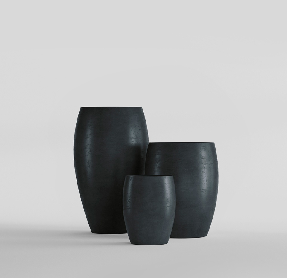 Кашпо CONCRETIKA OVAL ANTHRACITE D60H88