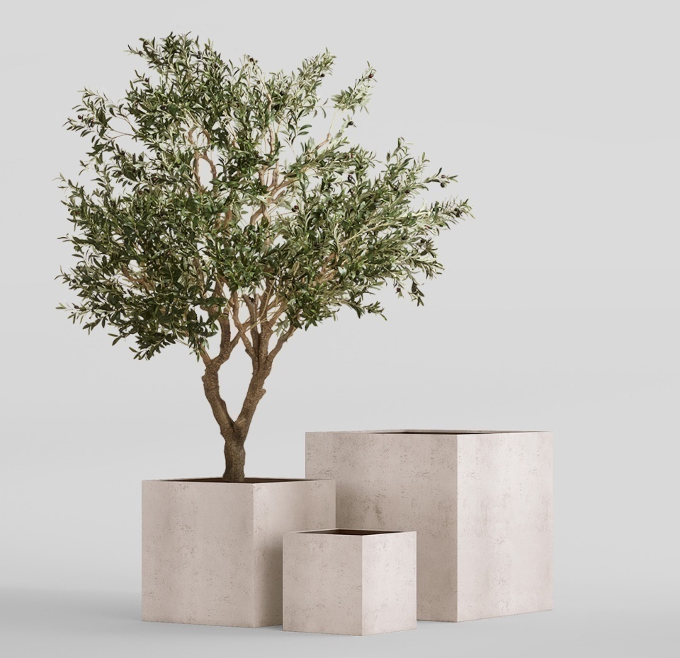 Кашпо CONCRETIKA CUBE CONCRETE WHITE 100x100x100