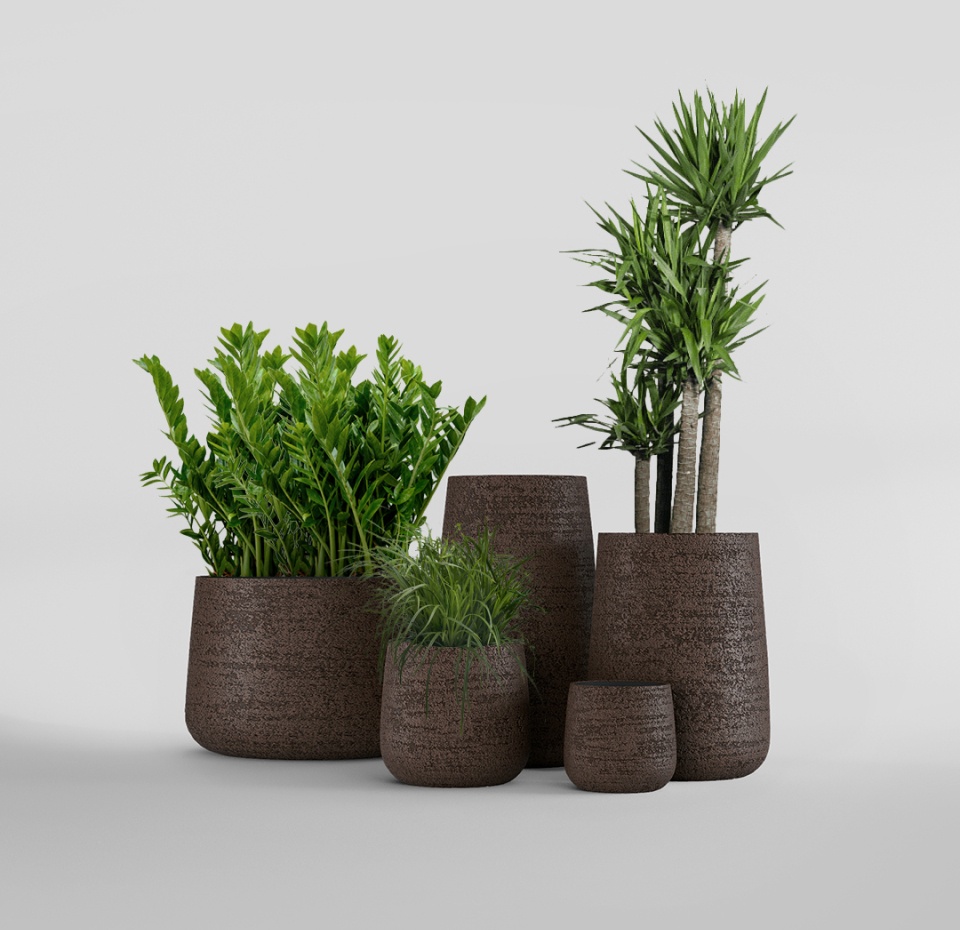 Кашпо CONCRETIKA CONE EROSIA BROWN D60H42