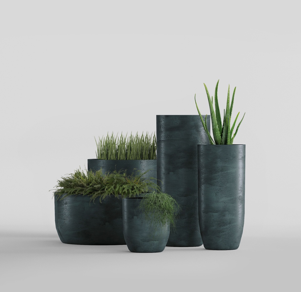 Кашпо CONCRETIKA YAR OCEAN GREEN D40H87