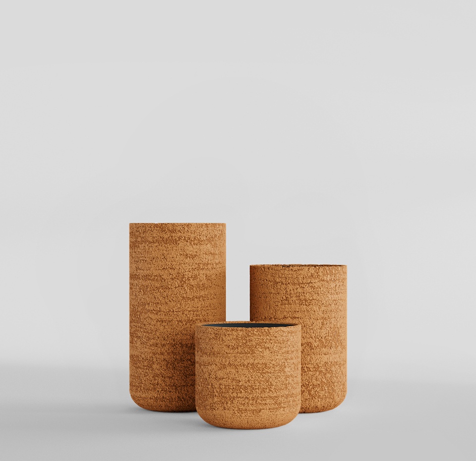 Кашпо CONCRETIKA TOPPER EROSIA OCHRE D40H40