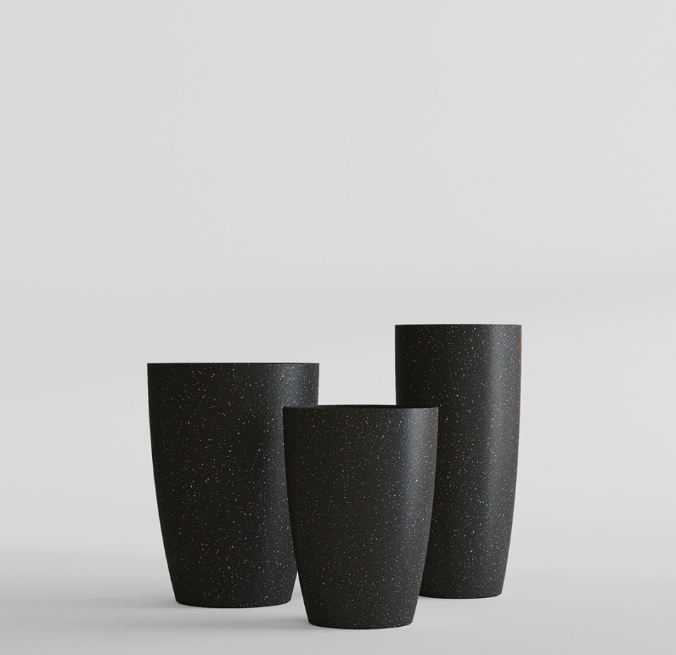 Кашпо CONCRETIKA CONUS EGG BLACK D48H60