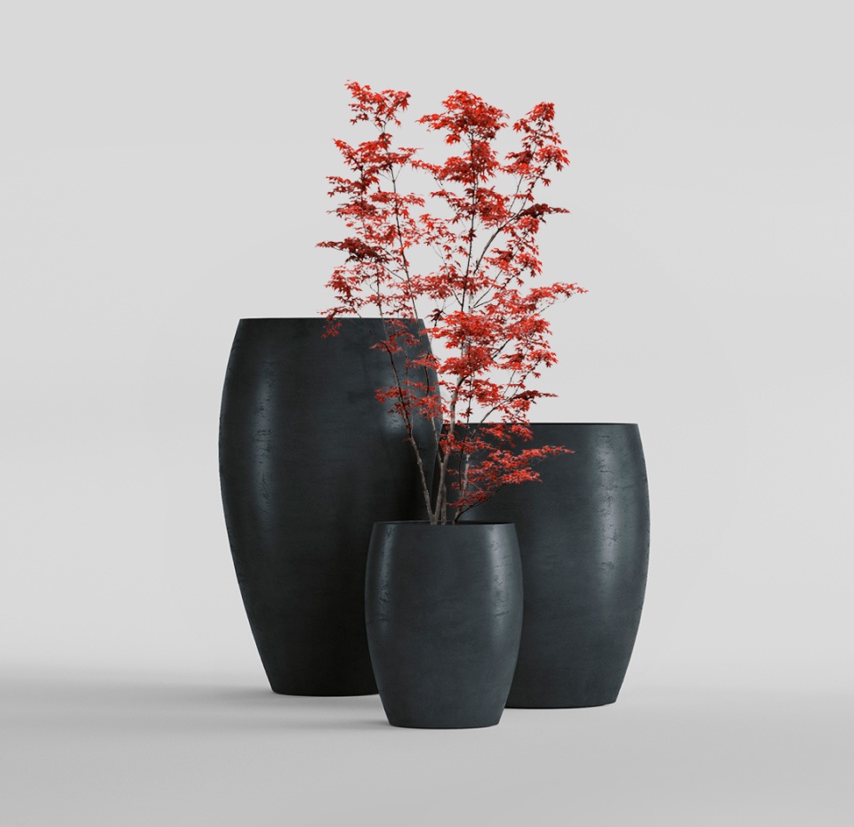 Кашпо CONCRETIKA OVAL ANTHRACITE D60H88