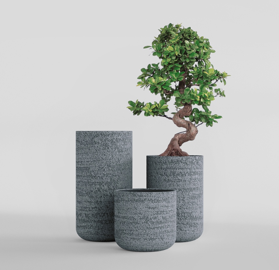 Кашпо CONCRETIKA TOPPER EROSIA GREY D40H90