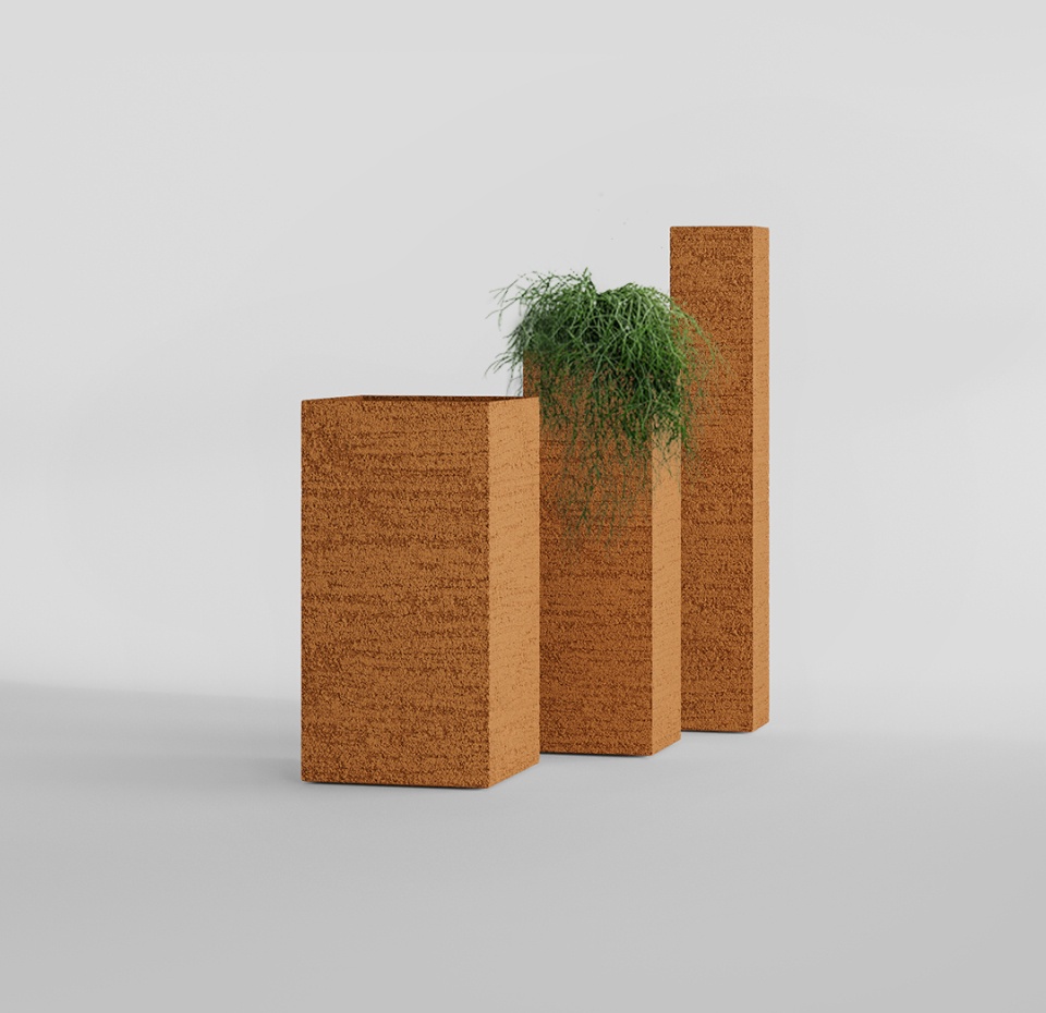 Кашпо CONCRETIKA COLONNA EROSIA OCHRE 20x20x120