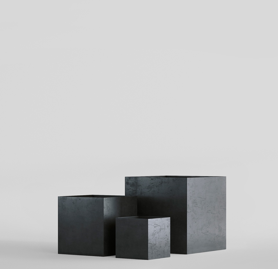 Кашпо CONCRETIKA CUBE ANTHRACITE 70x70x70