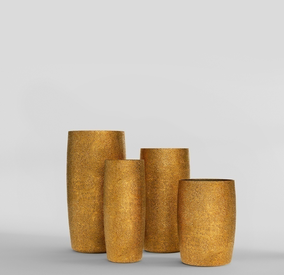 Кашпо CONCRETIKA CIGAR RICH GOLD D37H78