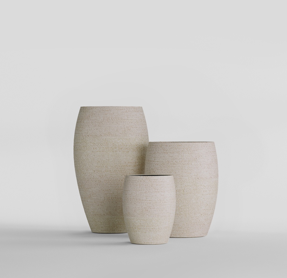 Кашпо CONCRETIKA OVAL EROSIA YELLOW D45H66