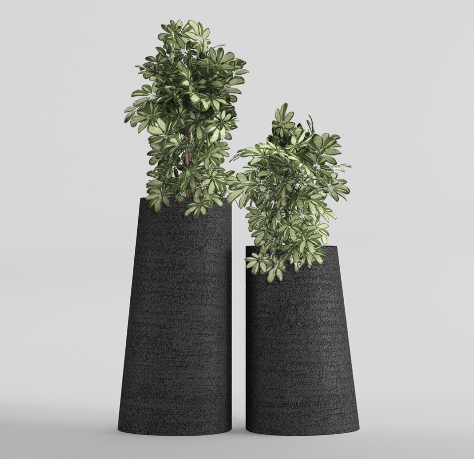 Кашпо CONCRETIKA DUET EROSIA BLACK D41H82