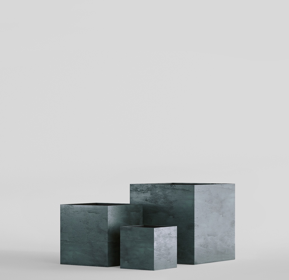 Кашпо CONCRETIKA CUBE OCEAN GREEN 90x90x90