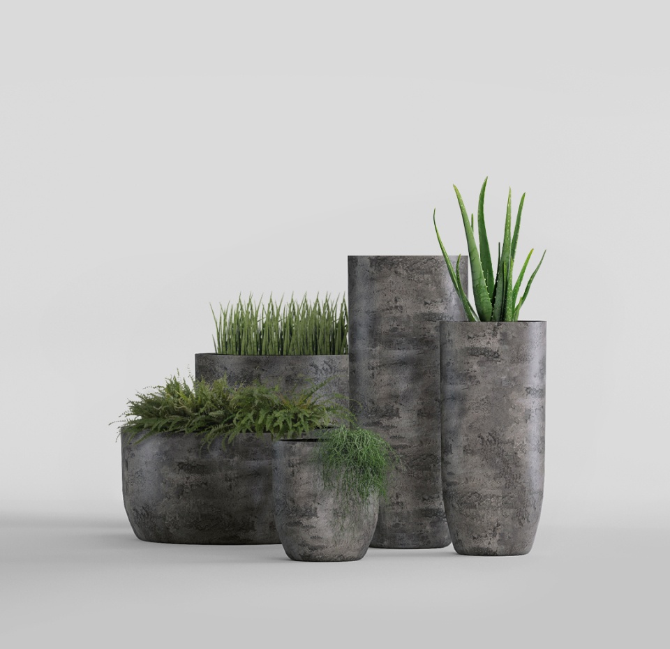 Кашпо CONCRETIKA YAR CONCRETE GREY DARK D40H44