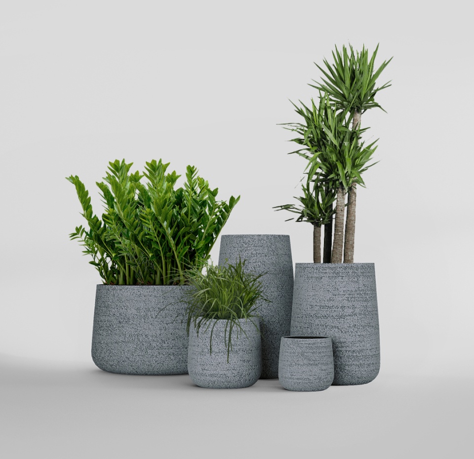 Кашпо CONCRETIKA CONE EROSIA GREY D32H36