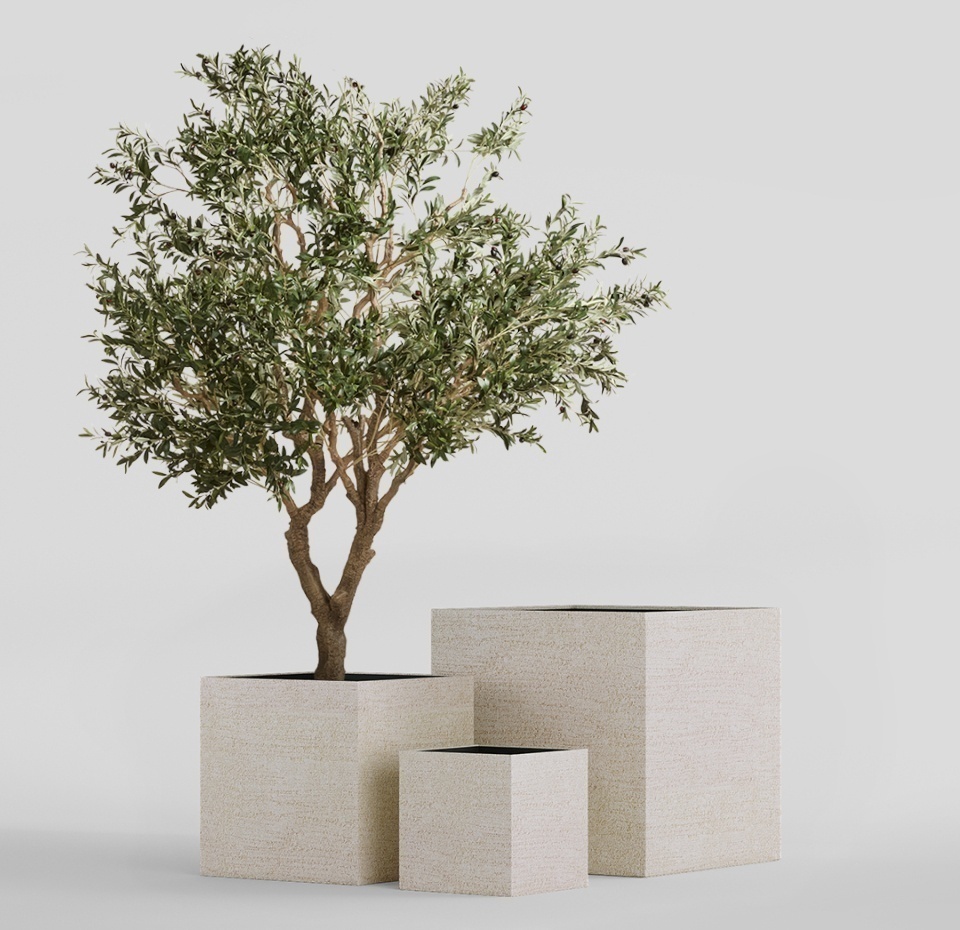 Кашпо CONCRETIKA CUBE EROSIA YELLOW 30x30x30