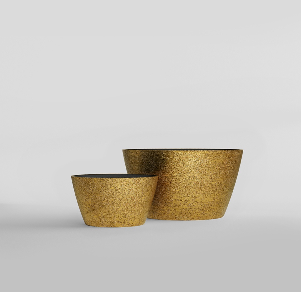 Кашпо CONCRETIKA BOWL RICH GOLD D52H29