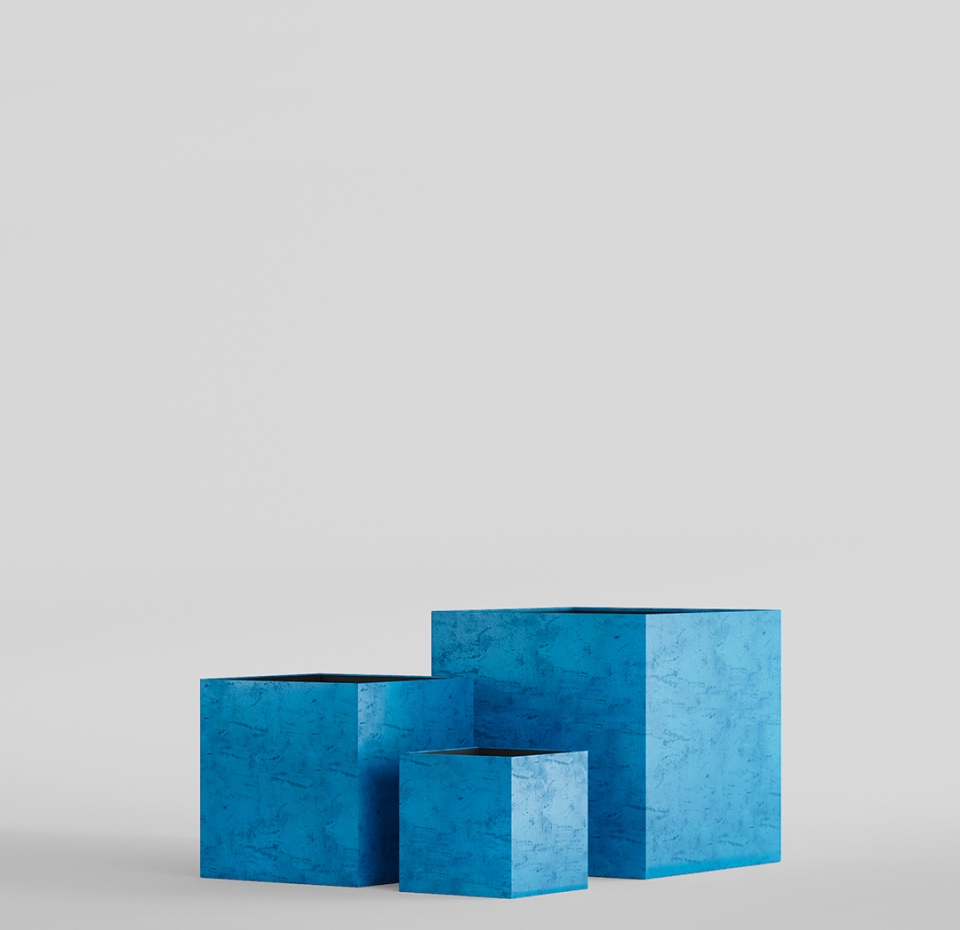 Кашпо CONCRETIKA CUBE COBALT BLUE 90x90x90