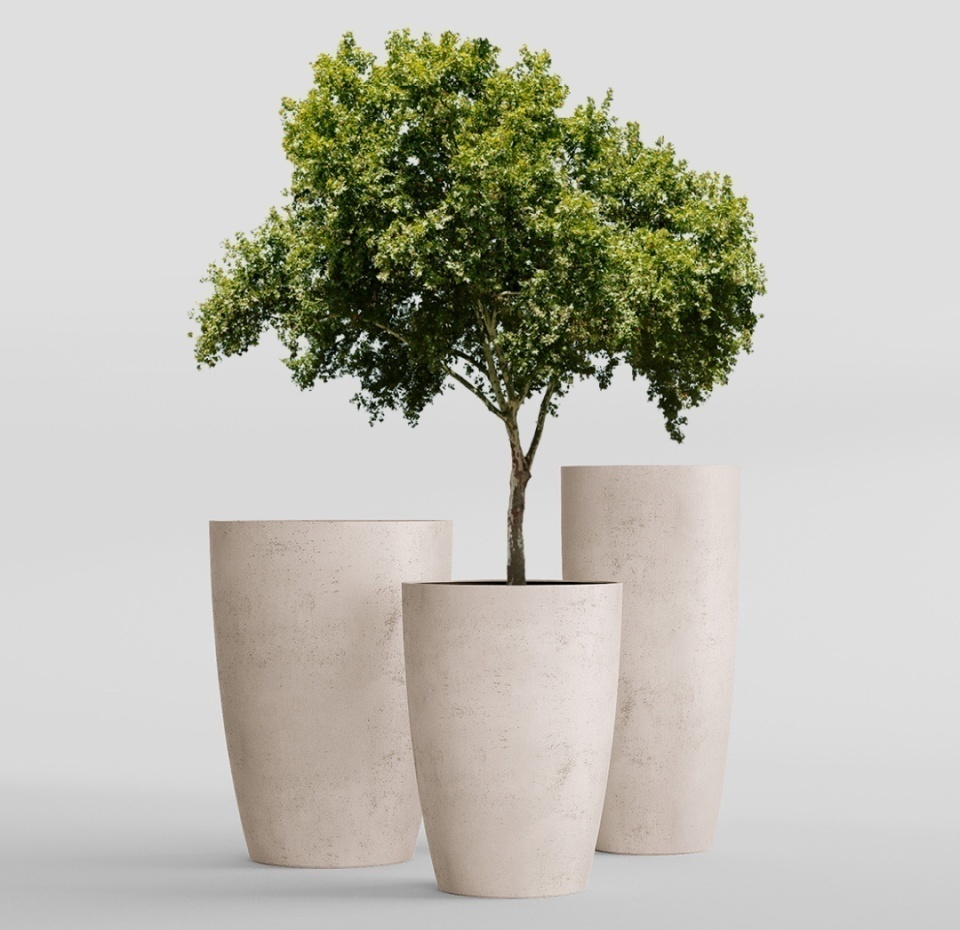 Кашпо CONCRETIKA CONUS CONCRETE WHITE D30H55