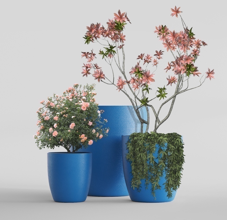 Кашпо CONCRETIKA VASE 3 DARK BLUE D30H32