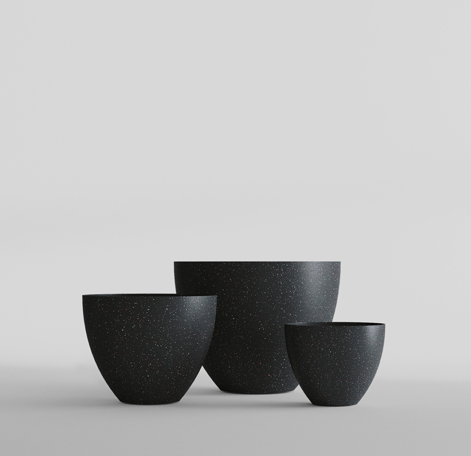 Кашпо CONCRETIKA UPON EGG BLACK D55H45