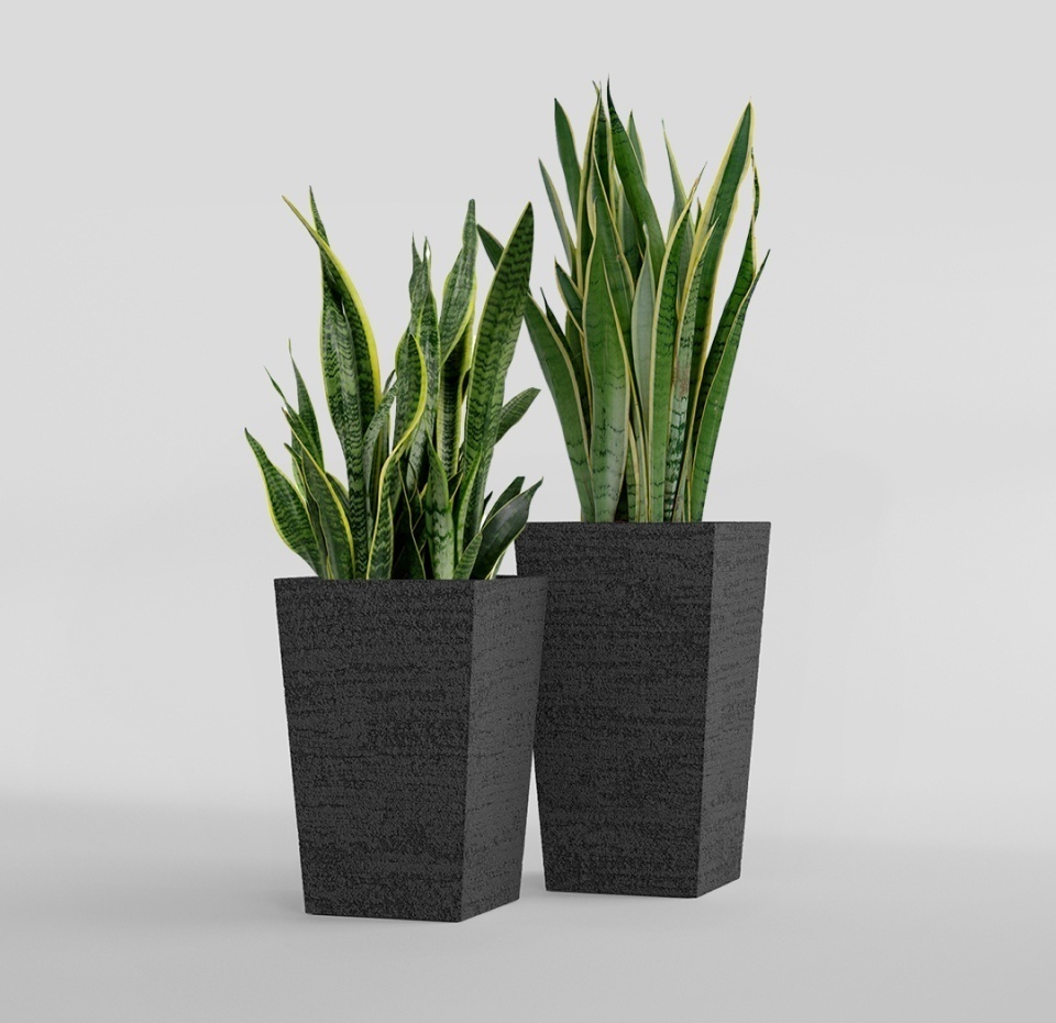 Кашпо CONCRETIKA CONIC EROSIA BLACK 30x30x50
