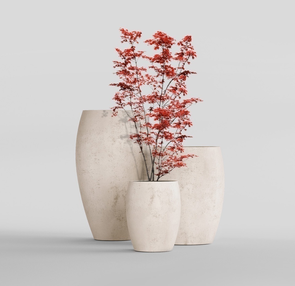 Кашпо CONCRETIKA OVAL CONCRETE WHITE D30H41