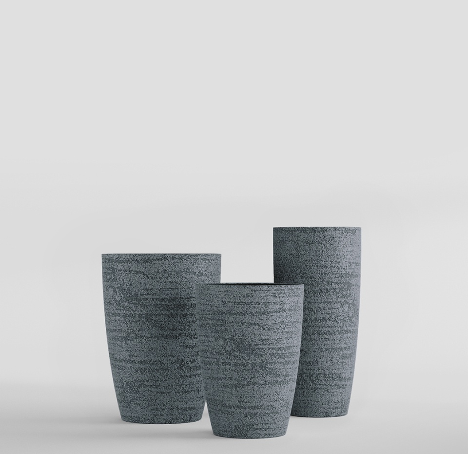 Кашпо CONCRETIKA CONUS EROSIA GREY D30H55