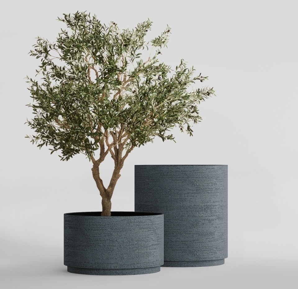 Кашпо CONCRETIKA CYLINDER XL EROSIA GREY D120H120