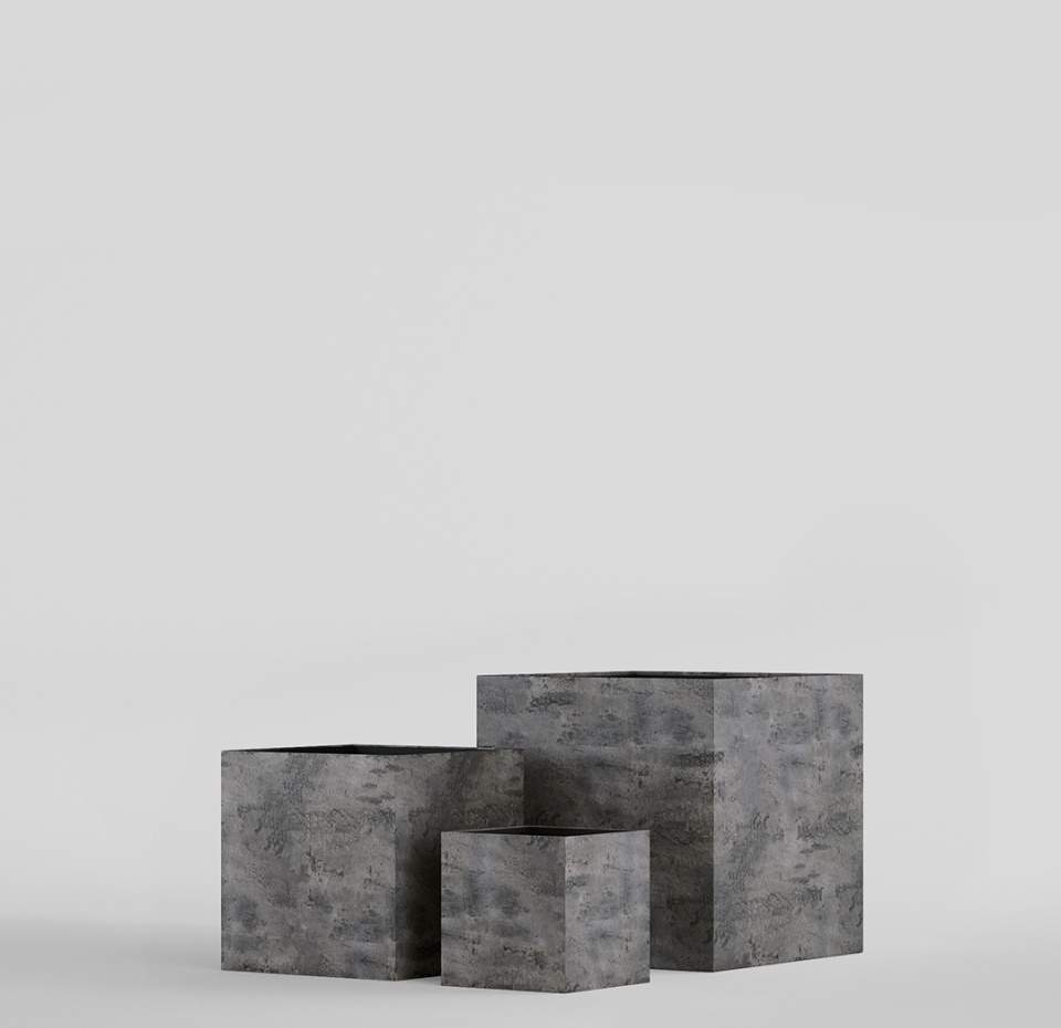Кашпо CONCRETIKA CUBE CONCRETE GREY DARK 40x40x40