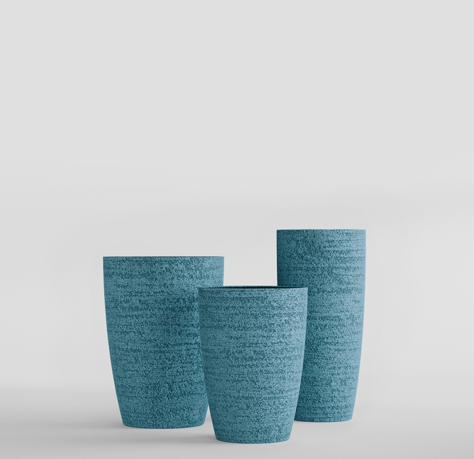 Кашпо CONCRETIKA CONUS EROSIA BLUE D39H60