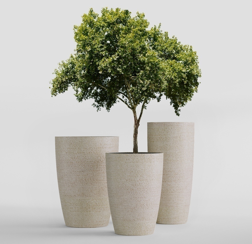 Кашпо CONCRETIKA CONUS EROSIA YELLOW D39H60