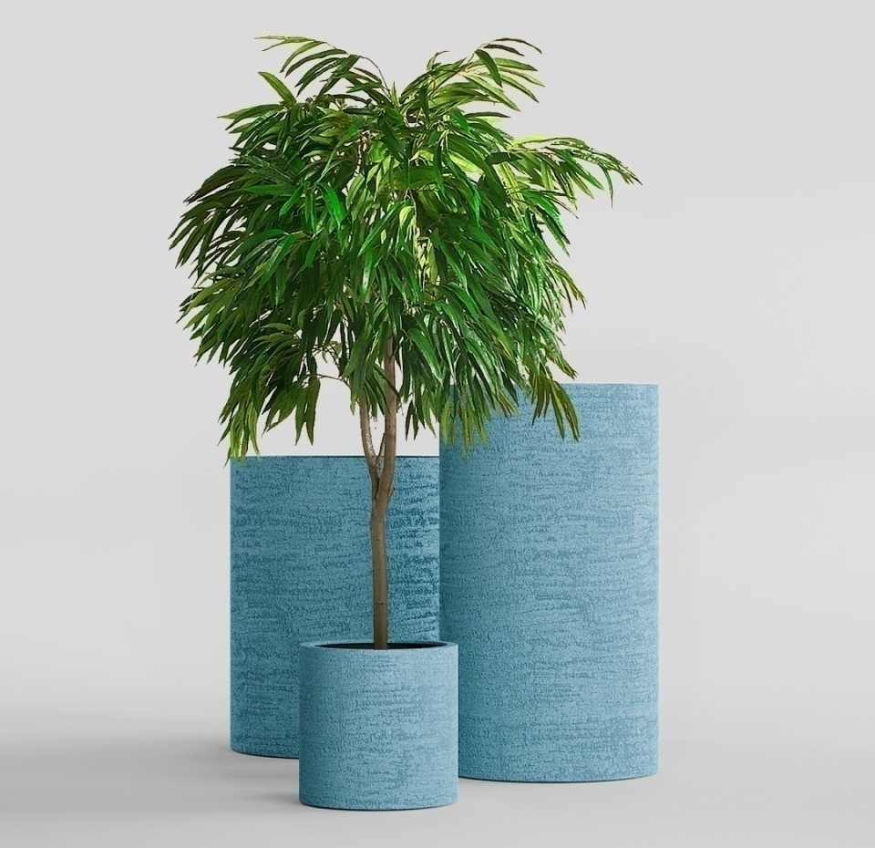 Кашпо CONCRETIKA CYLINDER EROSIA BLUE D30H90
