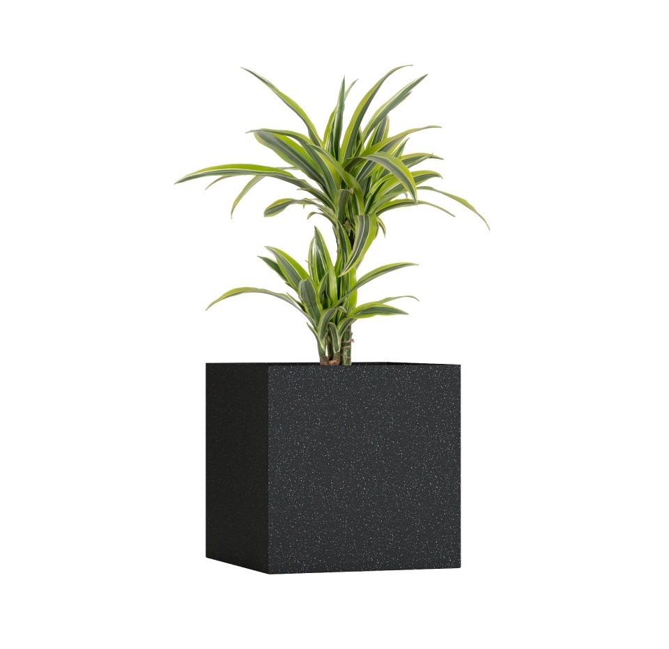Кашпо CONCRETIKA CUBE EGG BLACK 80x80x80