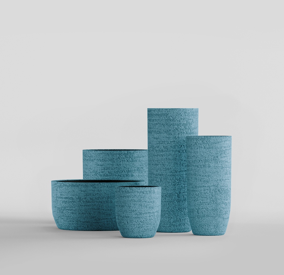Кашпо CONCRETIKA YAR EROSIA BLUE D46H110