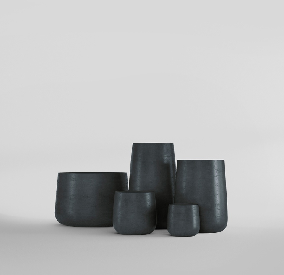 Кашпо CONCRETIKA CONE ANTHRACITE D32H36