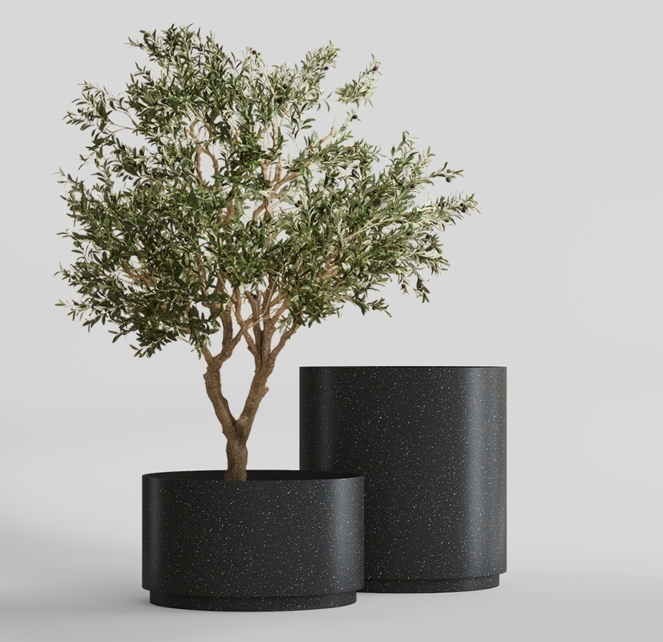 Кашпо CONCRETIKA CYLINDER XL EGG BLACK D70H45