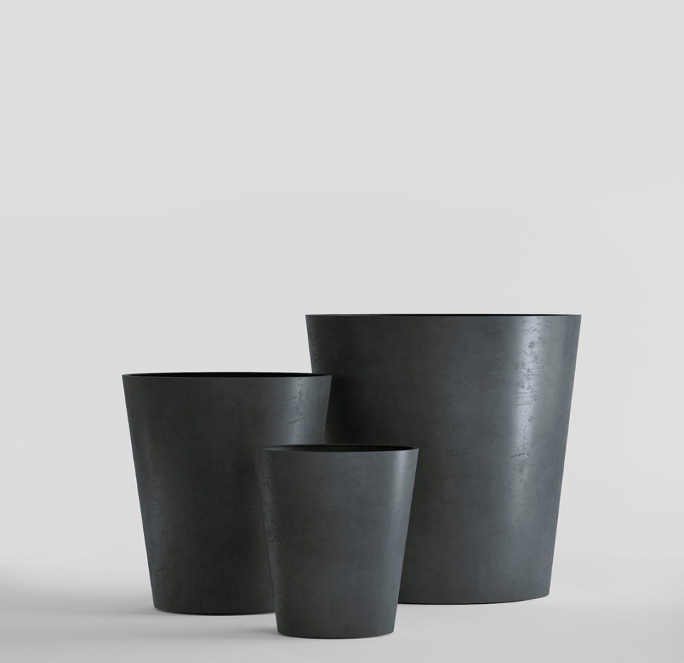 Кашпо CONCRETIKA CRATER ANTHRACITE D60H90