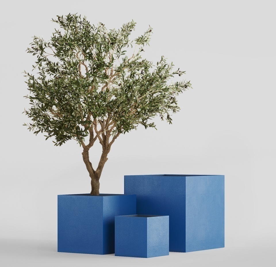Кашпо CONCRETIKA CUBE DARK BLUE 80x80x80