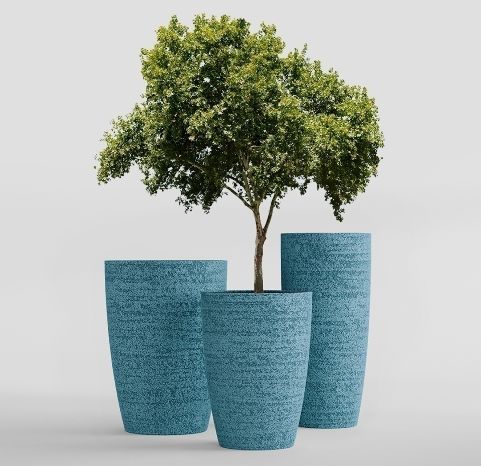 Кашпо CONCRETIKA CONUS EROSIA BLUE D39H60