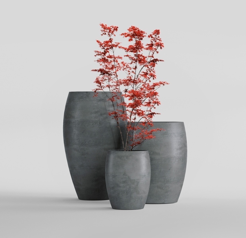 Кашпо CONCRETIKA OVAL SMOKEY BLUE D45H66