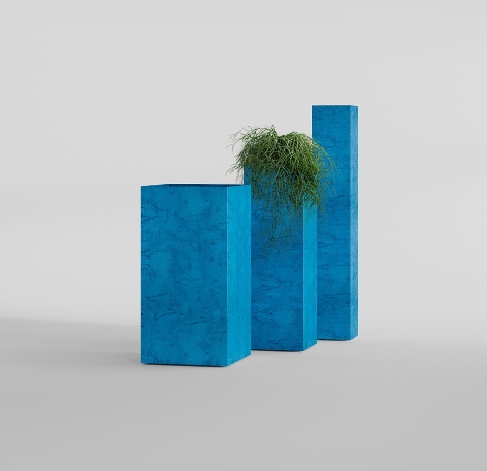 Кашпо CONCRETIKA COLONNA COBALT BLUE 40x40x80