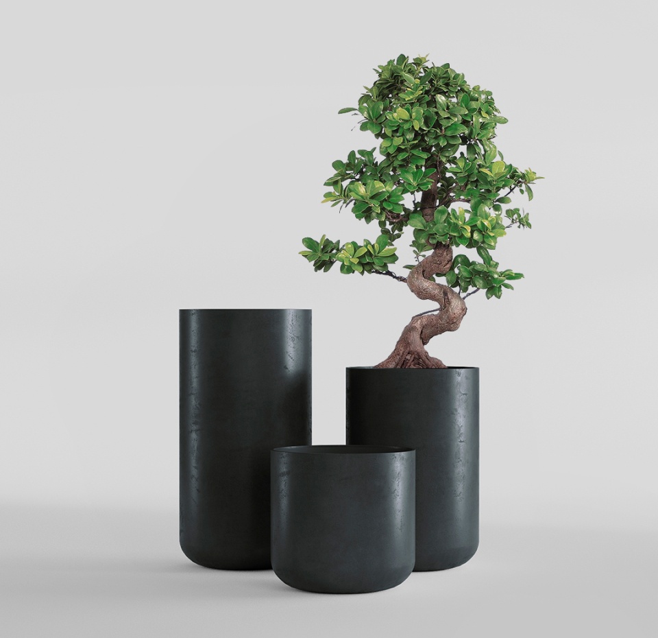 Кашпо CONCRETIKA TOPPER ANTHRACITE D40H40