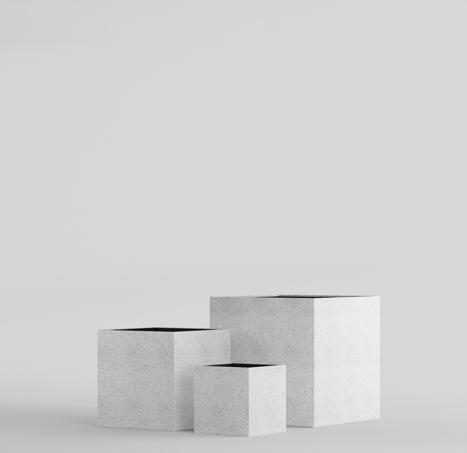 Кашпо CONCRETIKA CUBE EGG WHITE 60x60x60