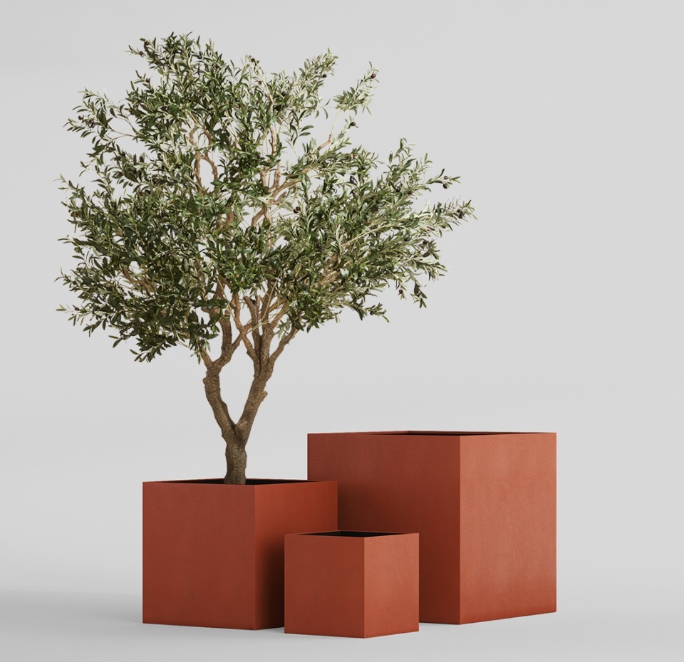 Кашпо CONCRETIKA CUBE TERRACOTTA 80x80x80